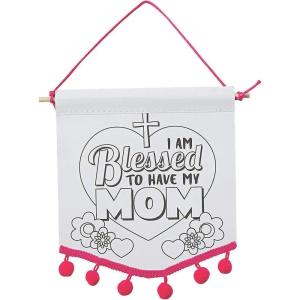 Color Your Own Religious Mother’s Day Pom-Pom Banners – Makes 12 – Sunday School and Craft Kits for Kids