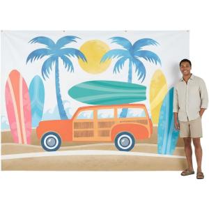 Fun Express 96″ x 72″ Surfboards & Beach Party Photobooth Polyester Backdrop