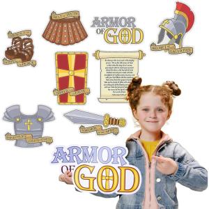 Fun Express Armor of God Cutouts – Set of 6 – Sunday School and Religious Classroom Decor – VBS Vacation Bible School Supplies/Decor