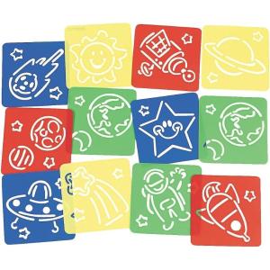 Fun Express Awesome Outer Space! Stencils – Educational and Learning Activities for Kids – VBS Vacation Bible School Supplies/Decor – 12 Pieces