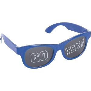 Fun Express Blue Go Team Sunglasses – Trendy Eyewear Sports Fans School Spirit Events Team Celebrations – Novelty Glasses for Parties Tailgates Sports Events – Perfect for Showing Team Pride – 1 Piece