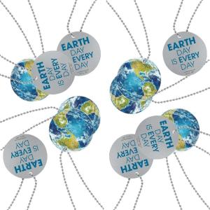 Fun Express Globe Shaped Dog Tag Necklaces – 12 Pieces – Educational And Learning Activities For Kids