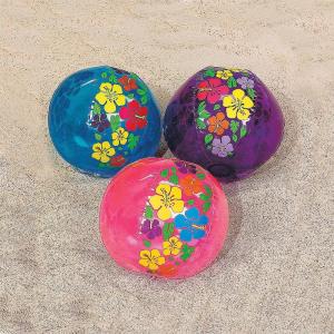 Fun Express Hibiscus Print Beach Balls – Set of 12 – Pool Toys and Party Favors