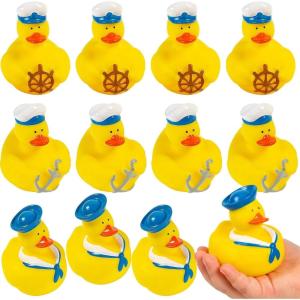 Fun Express Nautical Sailor Hat Rubber Ducks (Set of 12 Duckies) Party Favors and Supplies – VBS Vacation Bible School Supplies/Decor