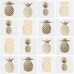 Fun Express Pineapple Gold Foil Tattoo Assortment (72 Pcs) Stylish Shine Sparkle, multi-colored, One Size