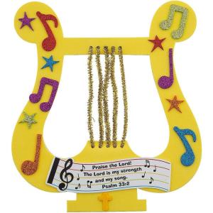 Fun Express Praise The Lord David’s Harp Craft Kit – Church Sunday School VBS Children’s Craft Supplies Bible Verse Project – Makes 12