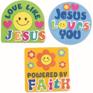 Fun Express Retro Faith Craft Kits – Christian Religious Crafts for Kids Creative DIY Projects for Church School Religious Activities & Sunday School Fun & Educational Crafts – Multi-Color – 12 Pieces