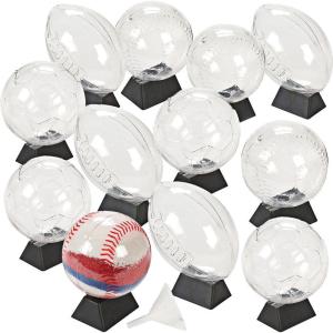 Fun Express Sports Sand Art Bottles – Set of 12 – Baseballs, Soccer Balls and Football Shapes – DIY Crafts for Kids – VBS Vacation Bible School Supplies/Decor