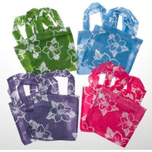 Mini Hibiscus Tote Bags – Luau and Tropical Party Favor Supplies – 12 Pieces