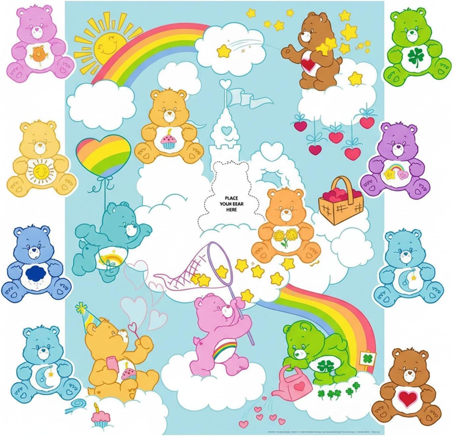 image:imageCare Bears Sit The Bear on The Cloud Party Game 275 x 20 Cardstock Poster with 16 Character Cutouts amp Blindfold 18 Count Fun Birthday amp Classroom Activity