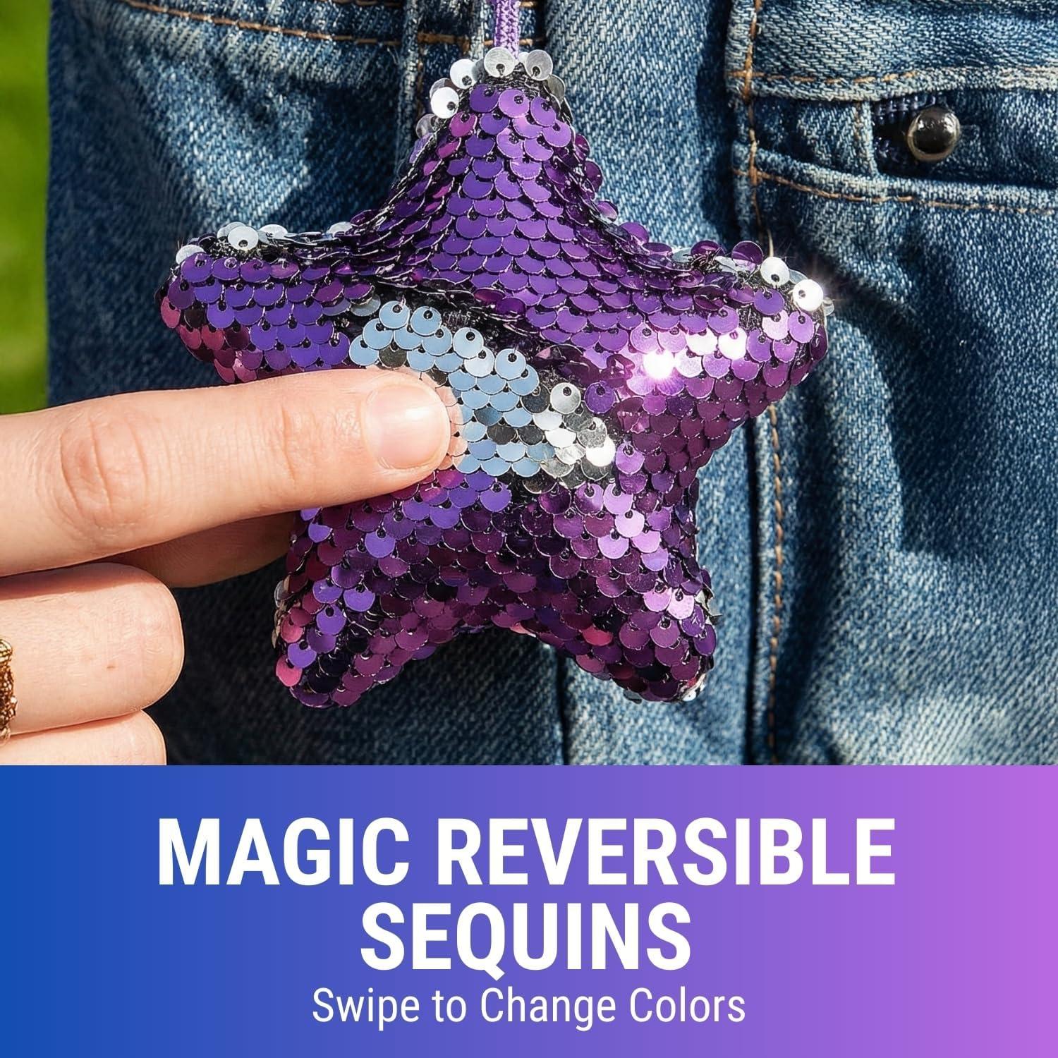 image:imageFun Express Flipping Sequin Star Keychains ColorChanging Fun Novelty Keychains with Sparkling Sequins Perfect for Party Favors Gift Bags Special Occasions and Holiday Gifts 12 Pieces