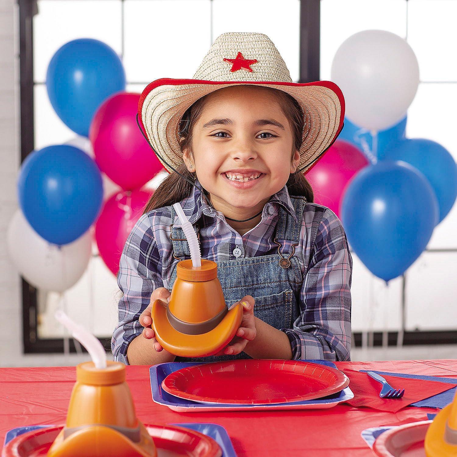 image:imageFun Express Kids Cowboy Hat Bulk 48 Pack Cowgirl Hats for Boys and Girls with Star Design Western Party Decorations and Favors for Cowboy Birthday Party Rodeo Theme Events and Dress Up Play