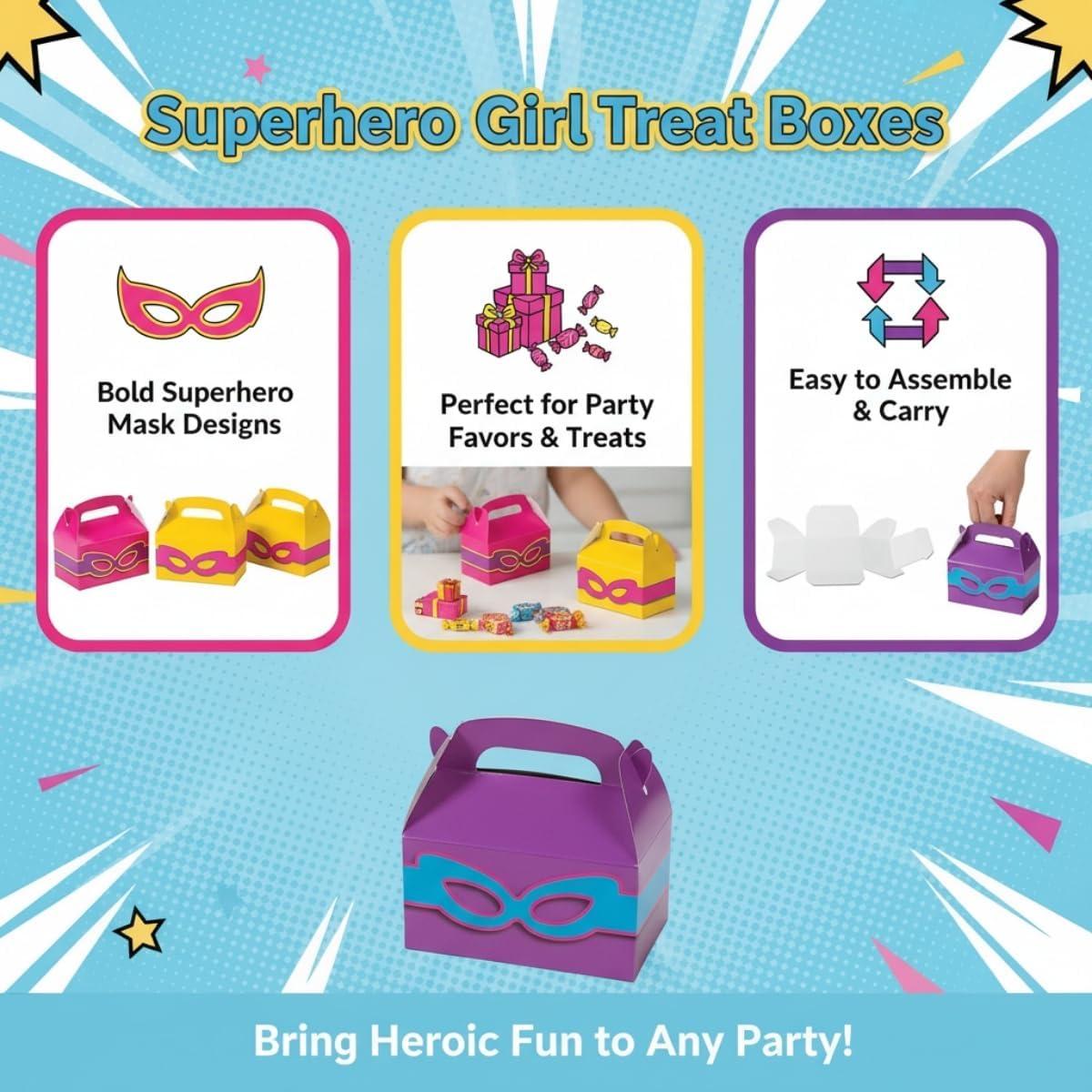 image:imageFun Express Superhero Girl Treat Boxes Eyecatching Assorted Superhero Designs for Birthday Parties Social Events amp Special Celebrations Party Favors Gifts amp Candy 625 x 35 12 Pieces