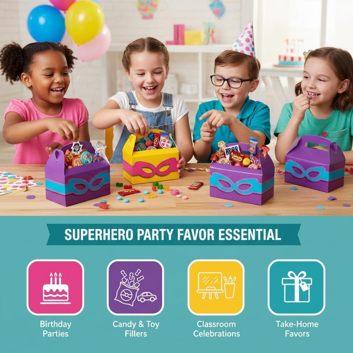 image:imageFun Express Superhero Girl Treat Boxes Eyecatching Assorted Superhero Designs for Birthday Parties Social Events amp Special Celebrations Party Favors Gifts amp Candy 625 x 35 12 Pieces