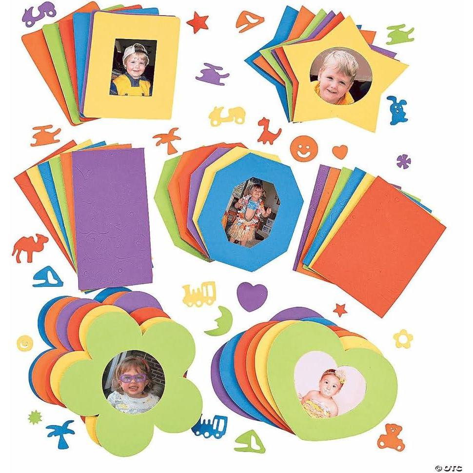 image:imageBulk DIY Foam Picture Frames 30 Frames in Variety of Shapes and 450 Decorating Stickers Crafts for Kids and Fun Home Activities