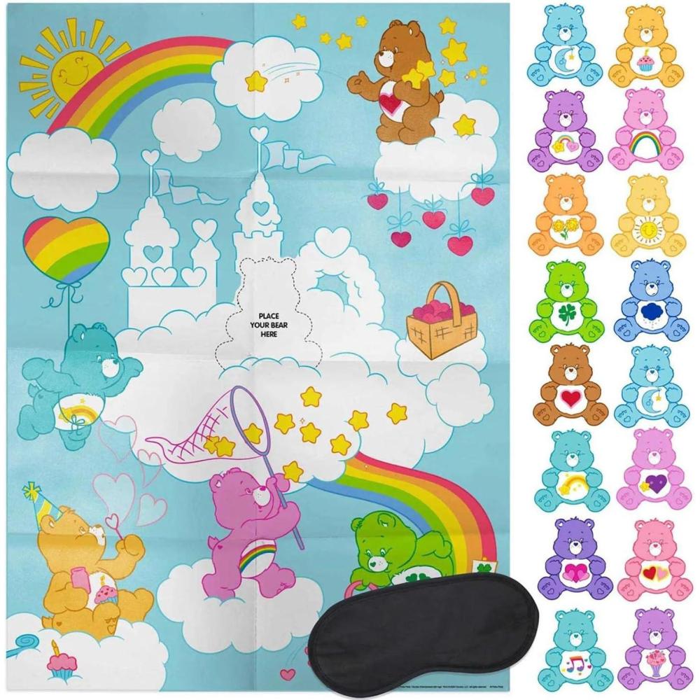 image:imageCare Bears Sit The Bear on The Cloud Party Game 275 x 20 Cardstock Poster with 16 Character Cutouts amp Blindfold 18 Count Fun Birthday amp Classroom Activity