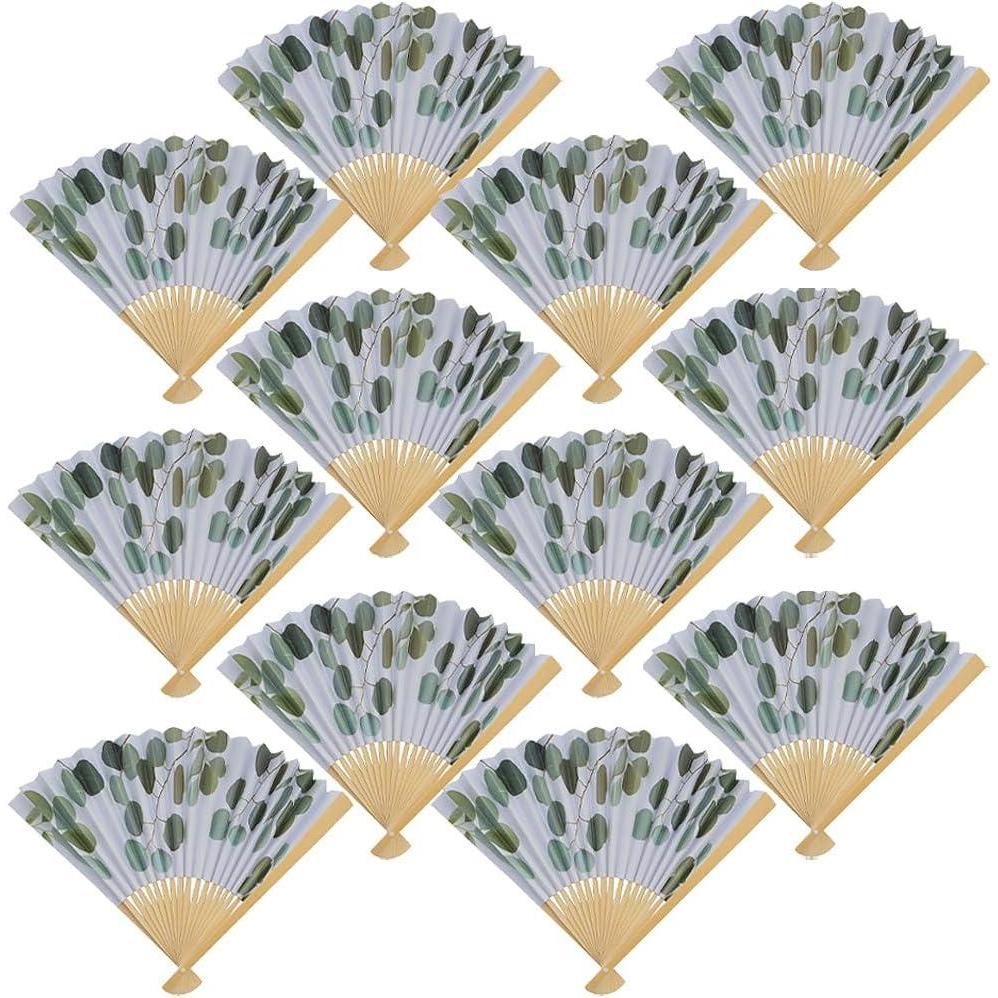image:imageEucalyptus Printed Folding Hand Fans 12 Pieces