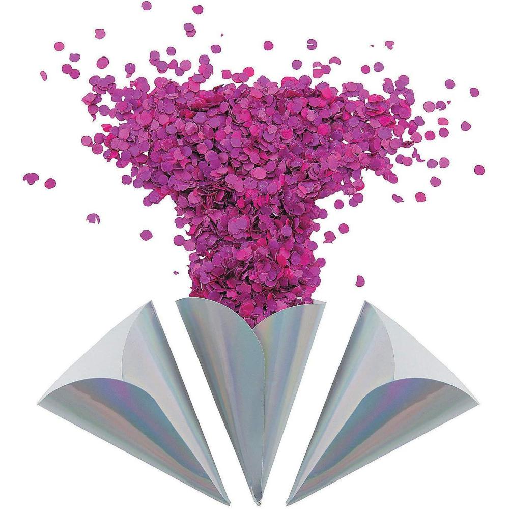 image:imageFun Express  Iridescent Foil Paper Confetti Cone for Wedding  Party Decor  General Decor  Confetti  Wedding  24 Pieces