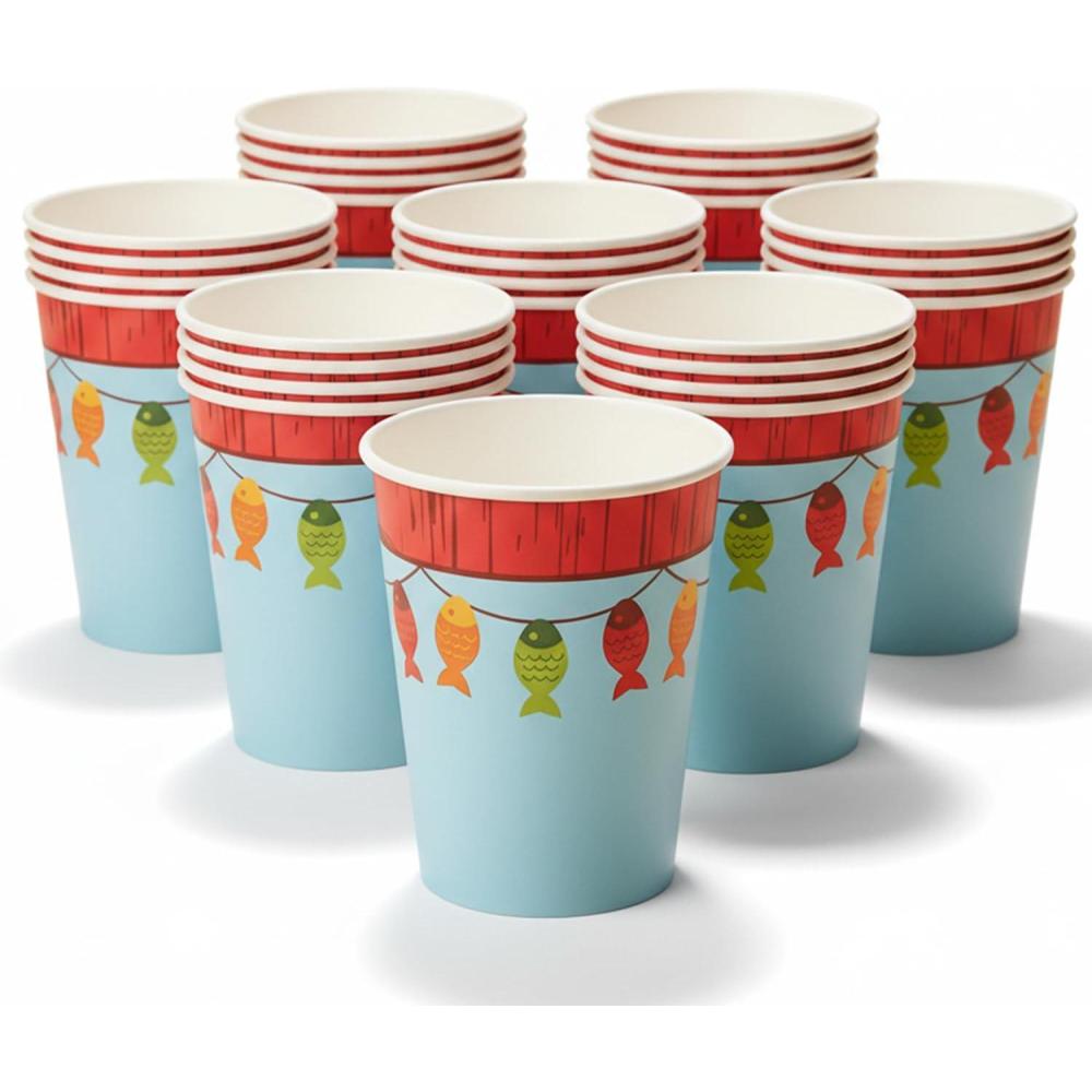 image:imageFun Express Little Fisherman 9oz Paper Cups for Birthday Party Supplies Print Tableware Print Cups 8 Pieces