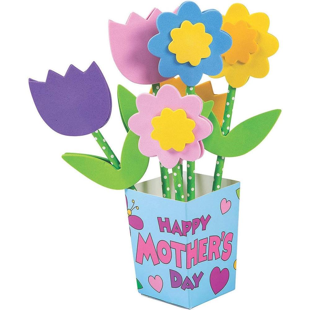 image:imageFun Express 12 Pieces Mothers Day Flower Bouquet Craft Kit DIY Spring Craft Kit