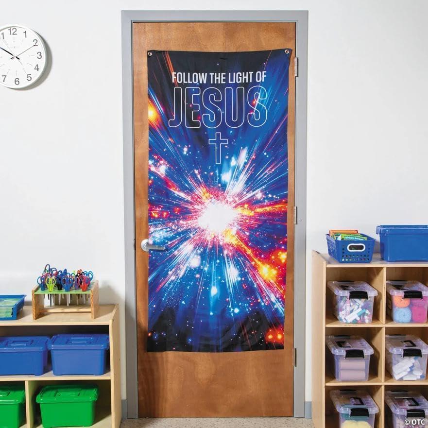 image:imageFun Express 27 x 60 Jesus is the Light VBS Star Burst Polyester Door Banner