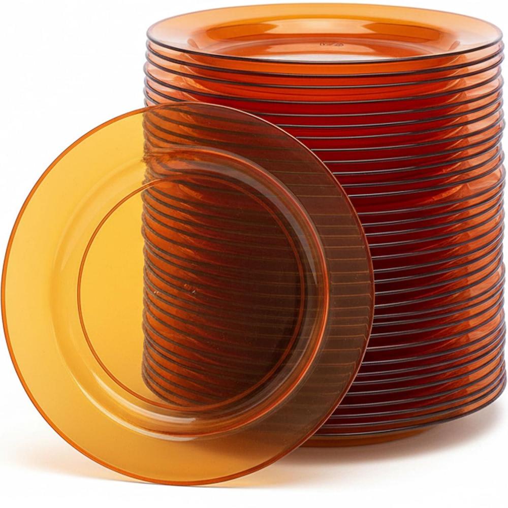 image:imageFun Express 7 12 Premium Amber Disposable Plastic Dessert Plates 25 Count