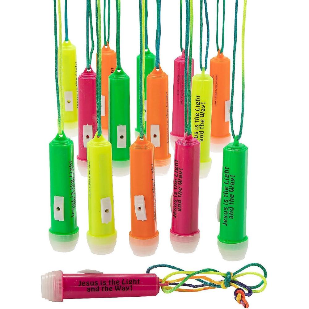 image:imageFun Express Bulk Jesus is The Light Mini Flashlights on a Rope 48 Pack  Party Favors for Kids Birthday  Goodie Bags Stuffers for Kids  Treasure Box Toys for Classroom Prizes  Christian Gifts Bulk