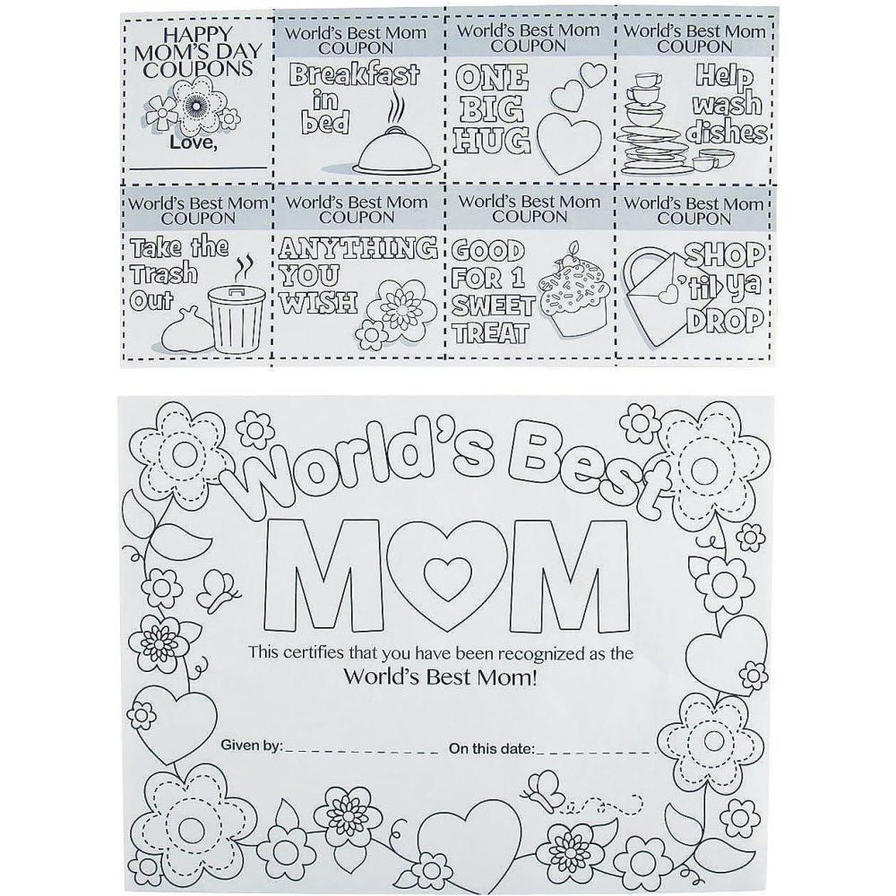 image:imageFun Express Color Your Own Worlds Best Mom Certificates DIY Crafts for Kids to Personalize amp Celebrate Mothers Day School Projects amp Special Occasions Perfect for Gifts Recognition 12 Pieces