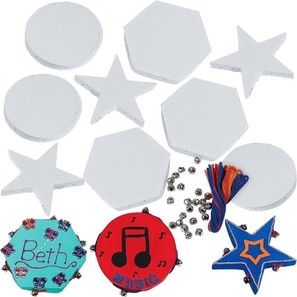 image:imageFun Express Do It Yourself Hexagon amp StarShaped Cardstock Tambourines for VBS Kids Crafts amp Fun Home Activities  Sizes from 425 to 55  12 Pieces