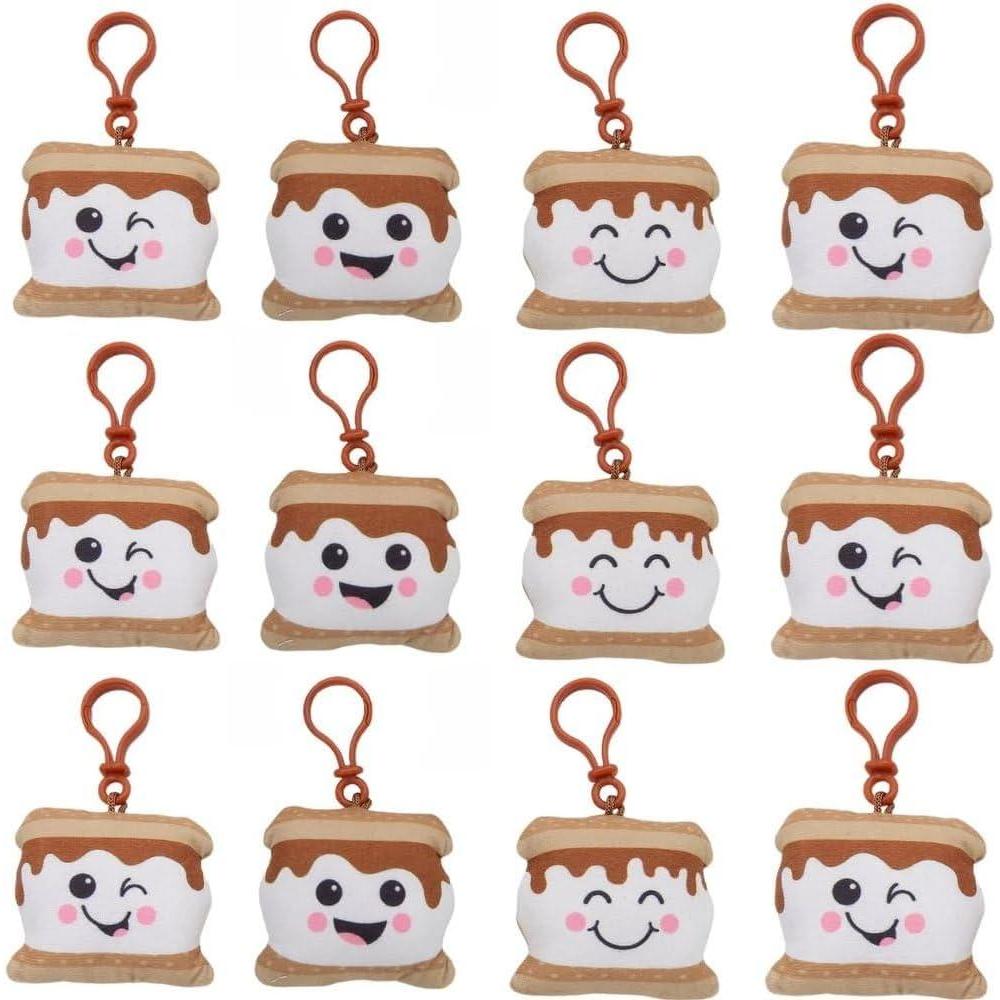 image:imageFun Express Flat Stuffed SMore Backpack Clips amp Keychains Set  Assorted Cute Plush Designs for Classroom Rewards CampThemed Gifts amp Fun Decorations  Parties Kids Activities amp More  12 Pieces