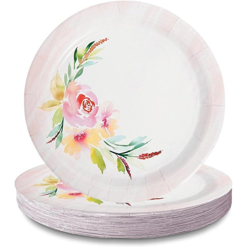 image:imageFun Express Garden Party Pastel Floral Paper Dinner Plates Disposable Party Plates for Weddings Birthdays Tea Parties Baby Showers Elegant Dinnerware amp Tableware 8 Pieces