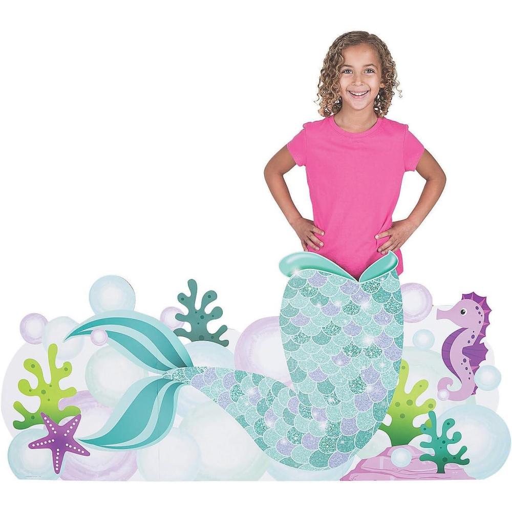 image:imageFun Express Mermaid Birthday Decorations Life Size Cardboard Cutout  Mermaid Tail Photo Booth Props for Kids Party  56 x 26 Inch Standing Party Decorations for Birthday Photoshoot