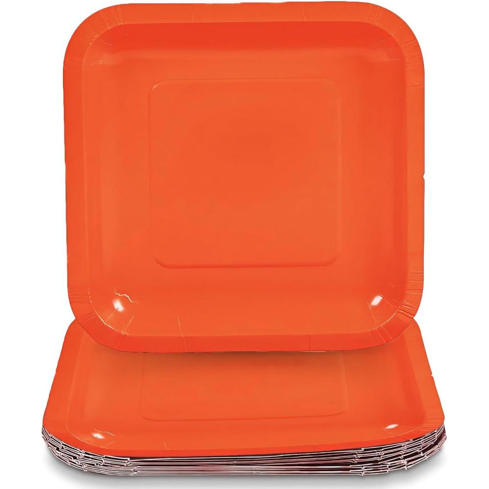 image:imageFun Express Orange Square Paper Dessert Plates  Orange Disposable Dessert Plates  Paper Plates for Birthday Wedding Holiday New Year Events amp Baby Showers  Tableware Party Supplies  24 Pieces