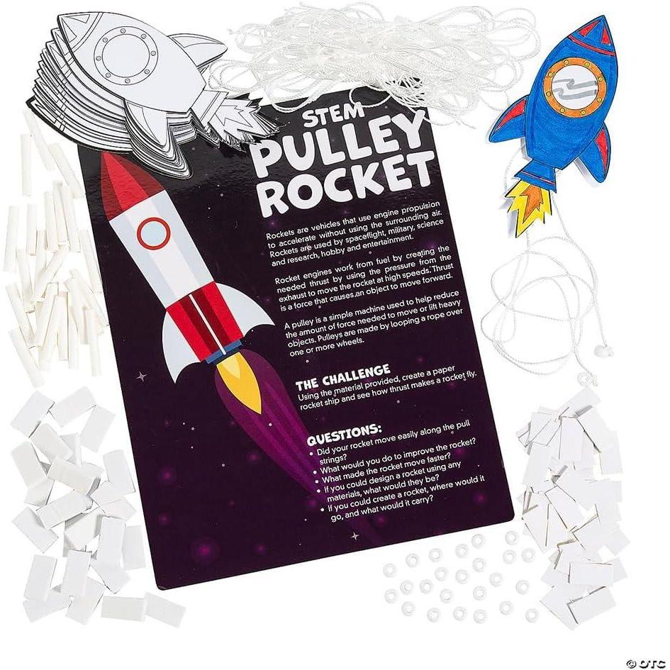 image:imageFun Express Stem Rocket Pulley Craft Kit 12 Pieces Educational and Learning Activities for Kids