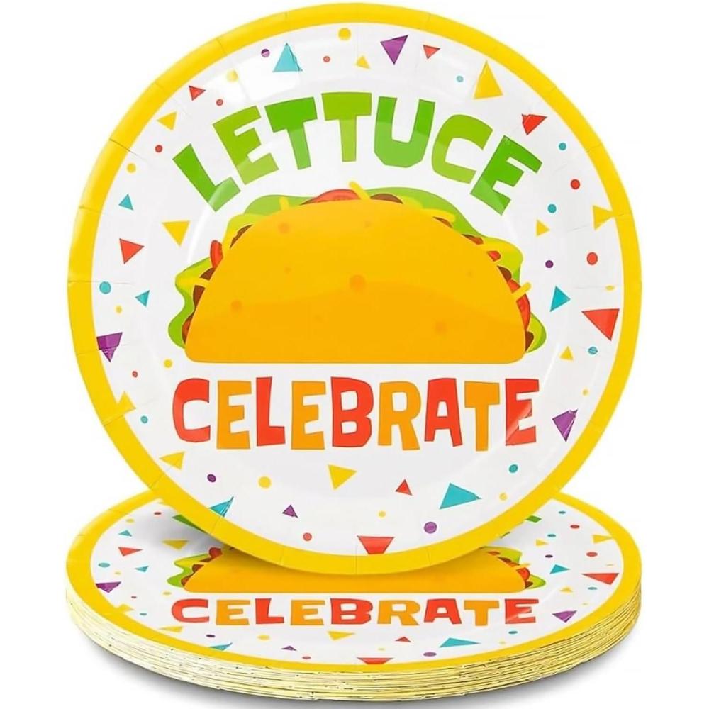 image:imageFun Express Taco Dinner Plates  Vibrant amp Durable Disposable Plates for Taco Night Birthdays Celebrations amp Special Events  Perfect for Serving Tacos Snacks  9 inch 8 Pieces  Multicolor