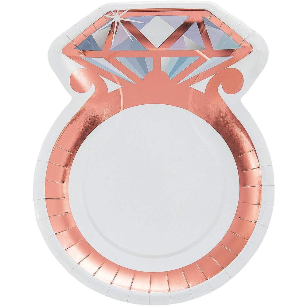 image:imageFun Express Wedding RingShaped Paper Dinner Plates  White amp Rose Gold Decorations Disposable Paper Plates  Tableware Perfect for Engagement Birthday New Year Baby Shower  Party Supplies  8 Pieces