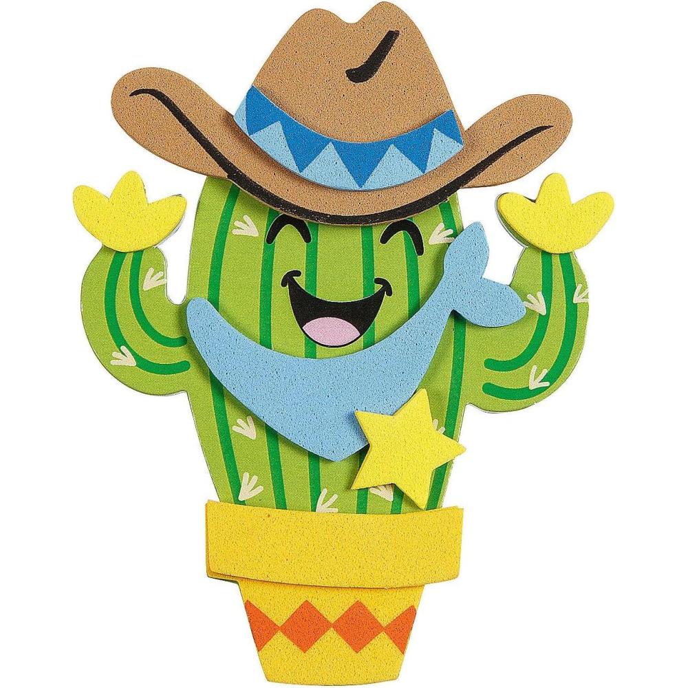 image:imageFun Express Western Cowboy Cactus Magnet Craft Kit Makes 12 Kids Arts and Crafts for Ages 48 and 812 DIY Party Favors and Goody Bag Stuffers MessFree Foam Craft Supplies for Boys and Girls