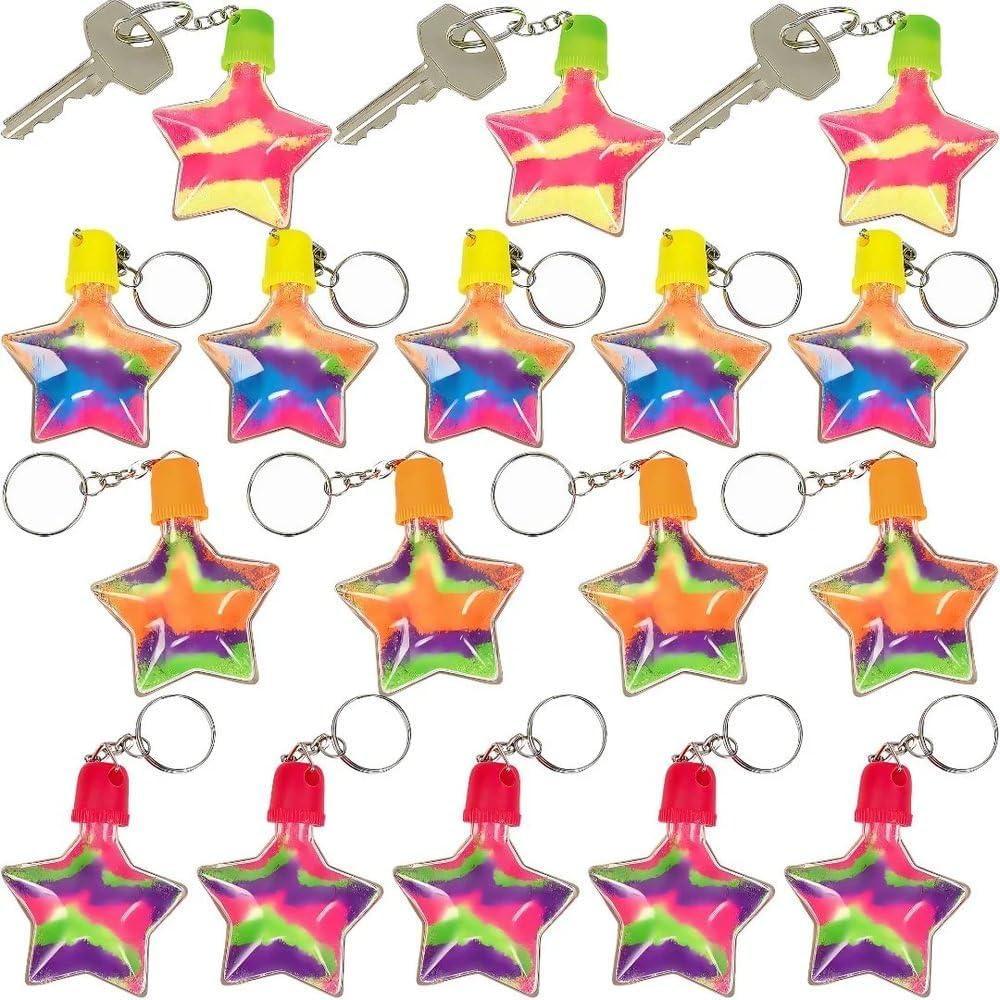 image:imageStar Sand Art Bottle Key Chains Set of 12 DIY Crafts for Kids and Fun Home Activities2 with 1 metal ring