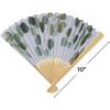Eucalyptus Printed Folding Hand Fans – 12 Pieces