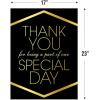 Fun Express Black with Gold Foil Thank You Cardboard Sign – Halloween Party Decor – Ideal for Christmas Weddings, Baby Showers, Small Business & Graduation Celebrations – 1 Piece