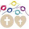 Fun Express DIY Unfinished Wood Cross Lacing Craft Kit – Makes 12