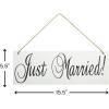 Fun Express Just Married Hanging Sign – 15.5″ Rustic Wooden Wedding Home Decor – Elegant White & Gold Wall Sign for Newlyweds – Charming Decoration for Wedding Bridal Shower or Reception – 1 Piece