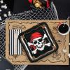 Fun Express Skull & Crossbones Pirate Party Square Paper Dinner Plates – Crossbones Skull Themed Disposable Plates – Decorations for Halloween Birthday Party Baby Shower – 8 Pieces(Medium)