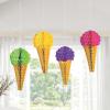 Ice Cream Tissue Paper Hanging Decorations – 10″ (Pack of 4) – Assorted Colors & Easy Assembly Decor, Delightful & Eye-catching Party Ceiling Decor