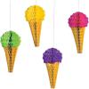Ice Cream Tissue Paper Hanging Decorations – 10″ (Pack of 4) – Assorted Colors & Easy Assembly Decor, Delightful & Eye-catching Party Ceiling Decor