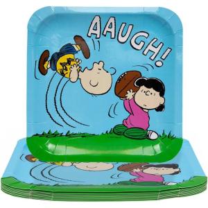 9 1/4″ Peanuts Football Party Charlie Brown Square Disposable Paper Dinner Plates – 8 Ct.