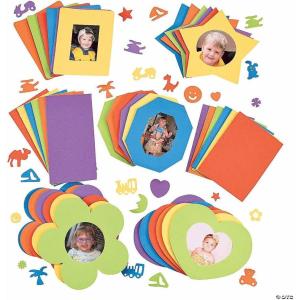 Bulk DIY Foam Picture Frames (30 Frames in Variety of Shapes and 450 Decorating Stickers) Crafts for Kids and Fun Home Activities