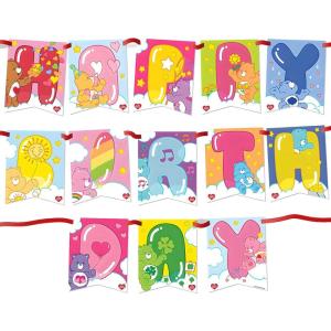 Care Bears Happy Birthday Banner – 75” Cardstock Jointed Party Banner for Kids Birthday Decorations, Rainbow Care Bears Theme Party Supplies