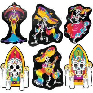 Day of The Dead Cardboard Cutouts (6 piece set) Halloween Party Decor