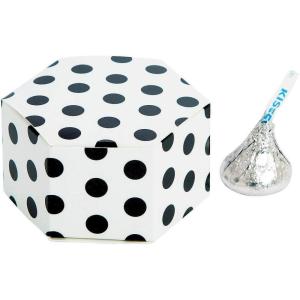 Fun Express – Black Polka Dot Hexagon Favor Boxes 24pc for Wedding – Party Supplies – Containers & Boxes – Paper Boxes – Wedding – 24 Pieces